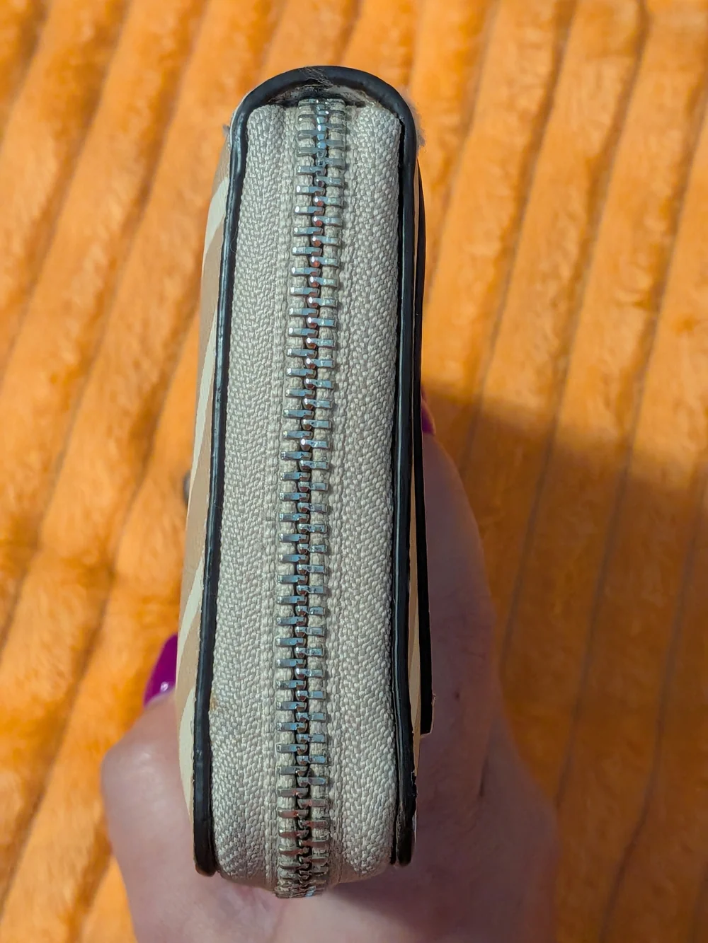 Coach Zebra Print Zip Around Wallet in Beige and Cream - Picture 7 of 15